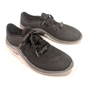 CROCS Men's Literide 360 Pacer Perforated Black Lace-up Sneakers Size 10